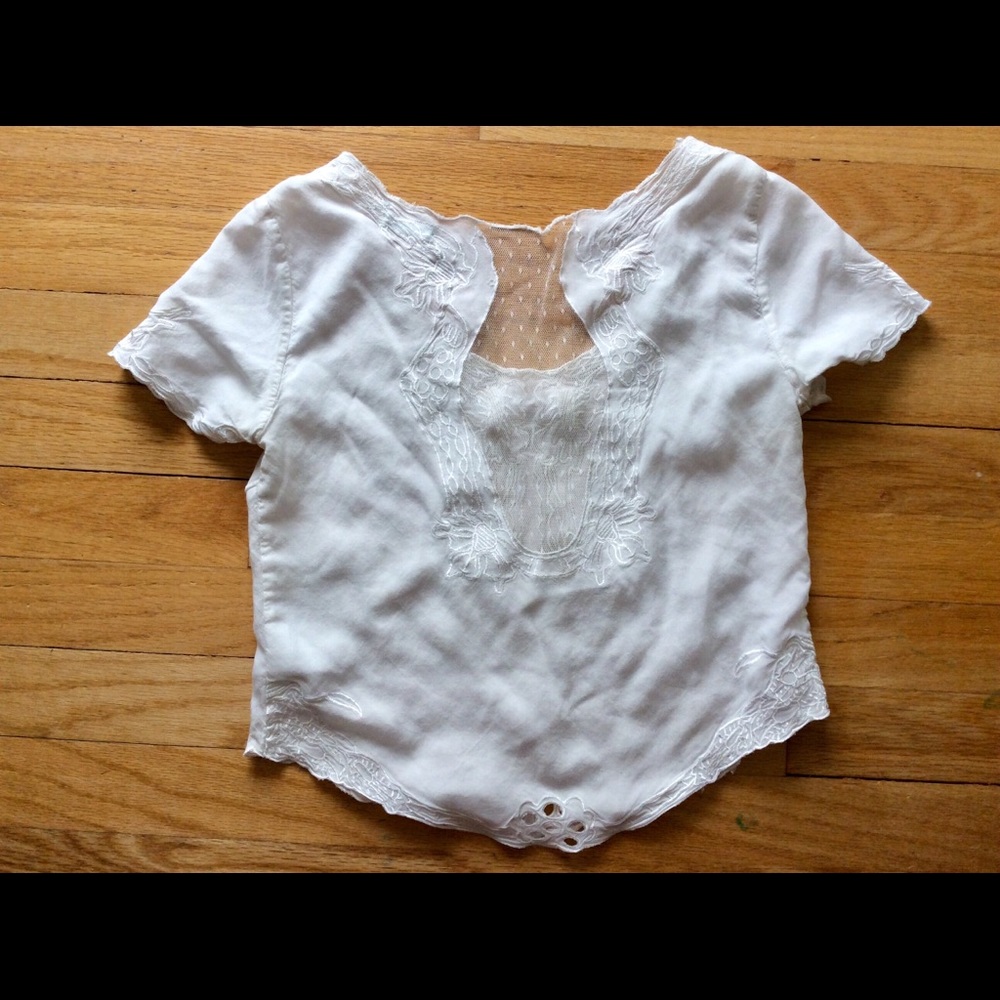 Delicate white anthropology crop top